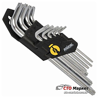Набор ключей TORX с отверстием Т10-Т50  длинные, 9 шт., Миол (56-398)